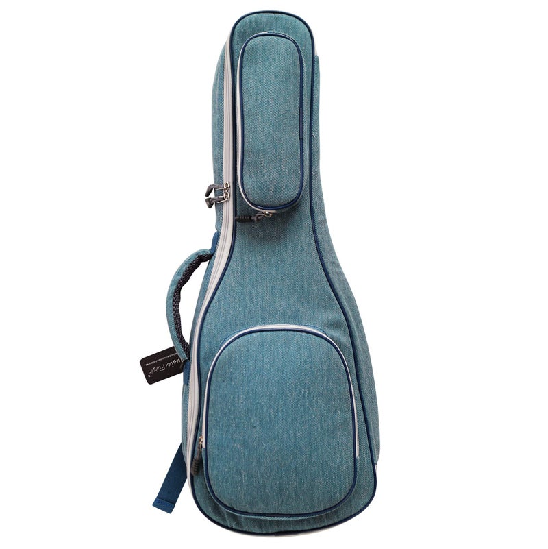 MUSIC FIRST Original Design 15mm Thick Vintage Style Jeans Cloth/Denim Guitalele case, Guitalele Bag, Soft Guitar Case. Guitalele Backpack! (30~31 inch) PLS CHECK PHOTO No.2 AND MEASURE YOUR GUITAR! - Image 1